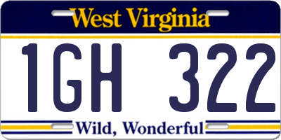 WV license plate 1GH322