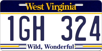 WV license plate 1GH324