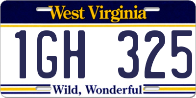 WV license plate 1GH325