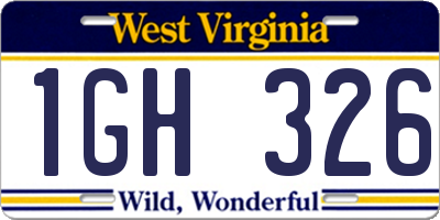 WV license plate 1GH326