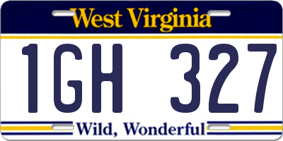 WV license plate 1GH327