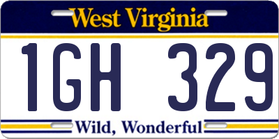 WV license plate 1GH329