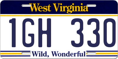 WV license plate 1GH330