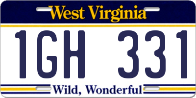WV license plate 1GH331