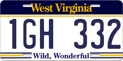 WV license plate 1GH332