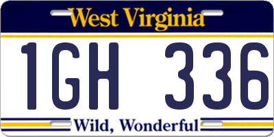 WV license plate 1GH336