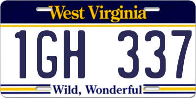 WV license plate 1GH337