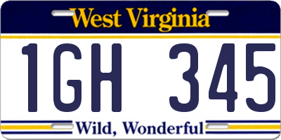 WV license plate 1GH345