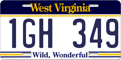 WV license plate 1GH349