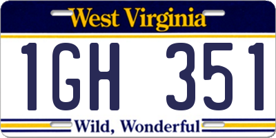 WV license plate 1GH351