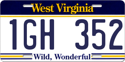 WV license plate 1GH352
