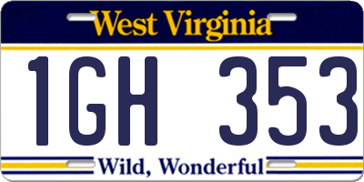 WV license plate 1GH353