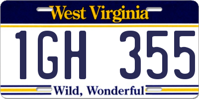 WV license plate 1GH355