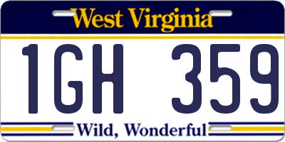WV license plate 1GH359