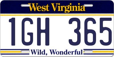 WV license plate 1GH365
