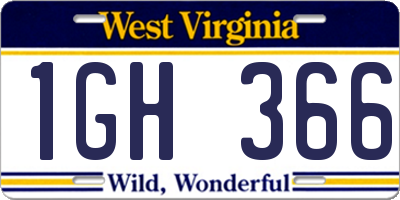 WV license plate 1GH366