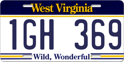 WV license plate 1GH369