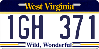 WV license plate 1GH371