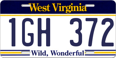 WV license plate 1GH372
