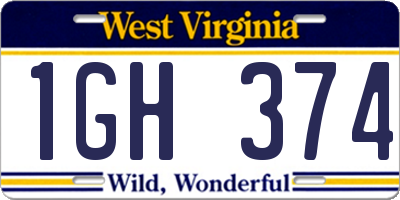 WV license plate 1GH374
