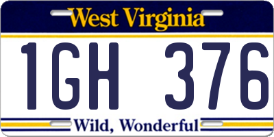 WV license plate 1GH376