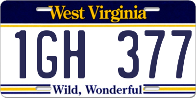 WV license plate 1GH377