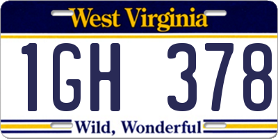 WV license plate 1GH378
