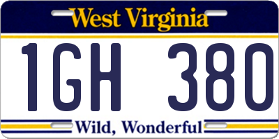 WV license plate 1GH380