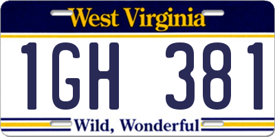 WV license plate 1GH381