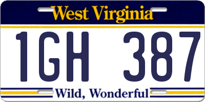 WV license plate 1GH387