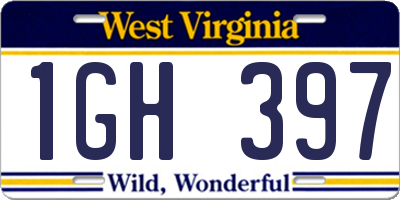 WV license plate 1GH397