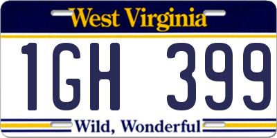 WV license plate 1GH399