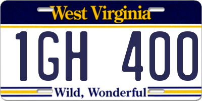 WV license plate 1GH400