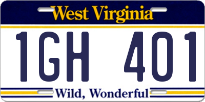 WV license plate 1GH401
