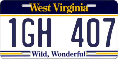 WV license plate 1GH407