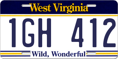 WV license plate 1GH412