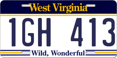 WV license plate 1GH413
