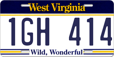 WV license plate 1GH414