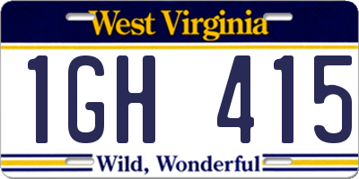 WV license plate 1GH415