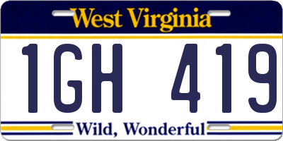 WV license plate 1GH419
