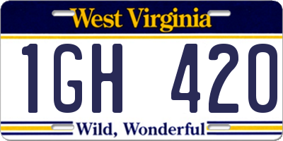 WV license plate 1GH420