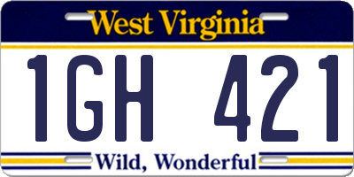 WV license plate 1GH421