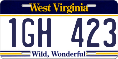WV license plate 1GH423