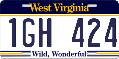 WV license plate 1GH424