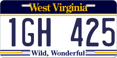 WV license plate 1GH425