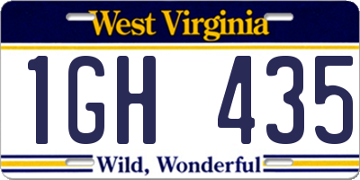 WV license plate 1GH435