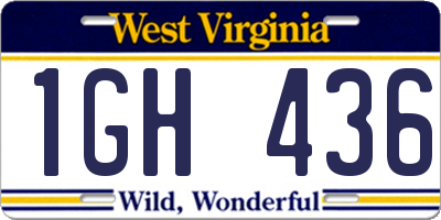 WV license plate 1GH436