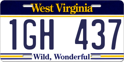 WV license plate 1GH437