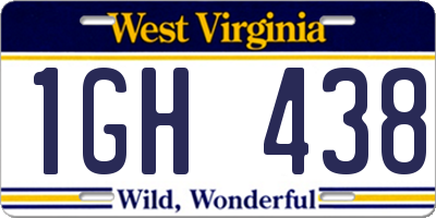 WV license plate 1GH438