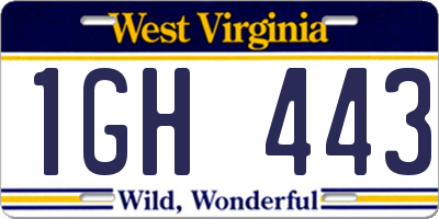 WV license plate 1GH443